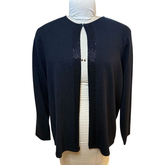 Designers Originals Beaded Cardigan Sz. XL Black Warm Cozy Elegant - Picture 3 of 9